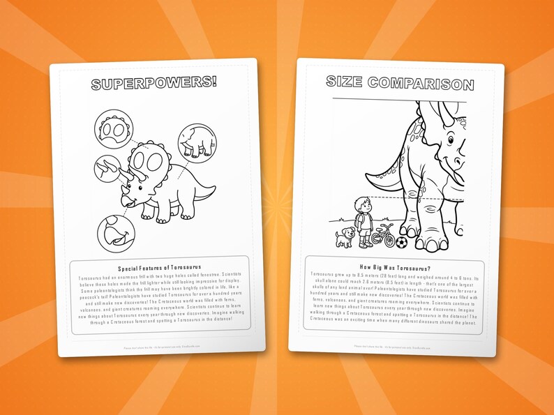 Torosaurus Dinosaur Activity Bundle | Coloring Pages, Worksheets, Facts (PDF Download) image 8