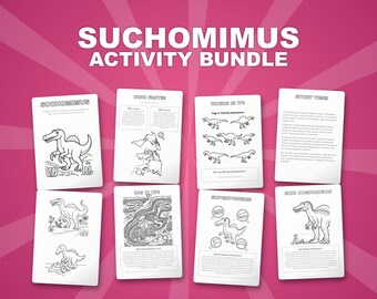 Suchomimus Dinosaur Activity Bundle | Coloring Pages, Worksheets, Facts (PDF Download)