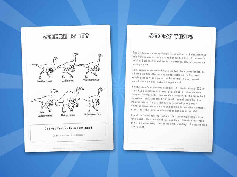 Pelecanimimus Dinosaurier Aktivitäts-Bundle | Ausmalbilder, Arbeitsblätter, Fakten (PDF Download) Bild 6