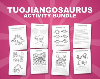 トゥオジャンゴサウルス恐竜アクティビティセット｜ぬりえ、ワークシート、豆知識（PDF）