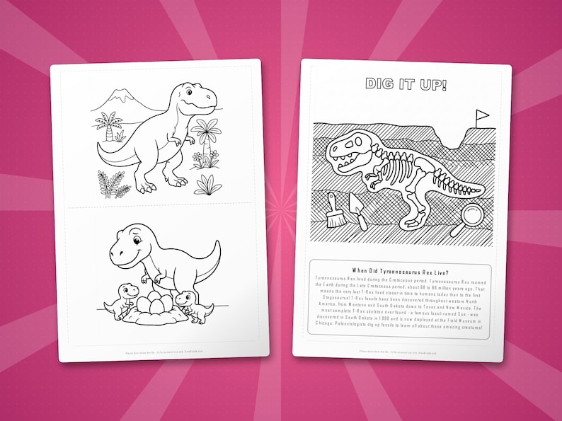 Tyrannosaurus Rex Activity Bundle | Coloring Pages, Worksheets, Facts (Instant PDF) image 7