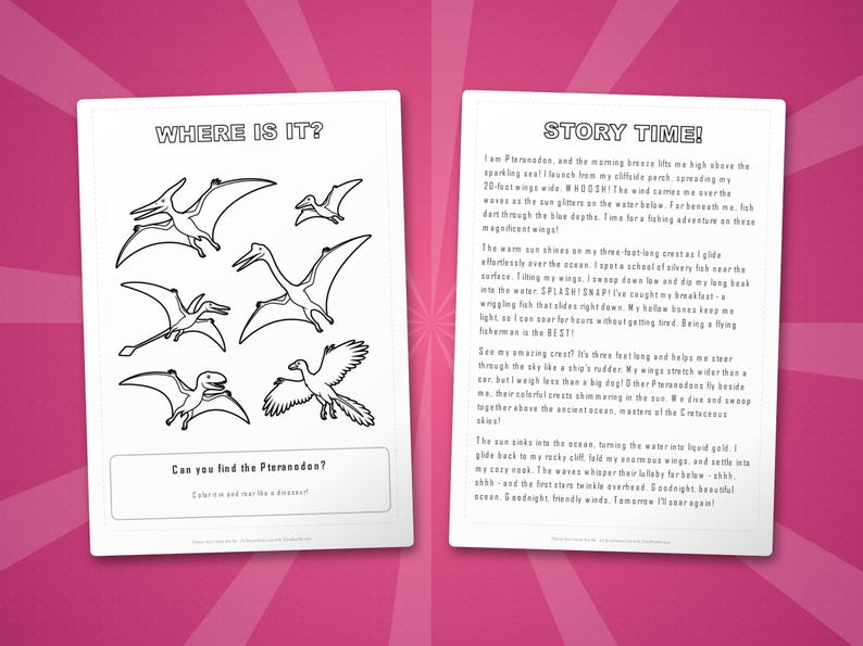 Pteranodon Dinosaur Activity Bundle | Coloring Pages, Worksheets, Facts (PDF Download) image 6