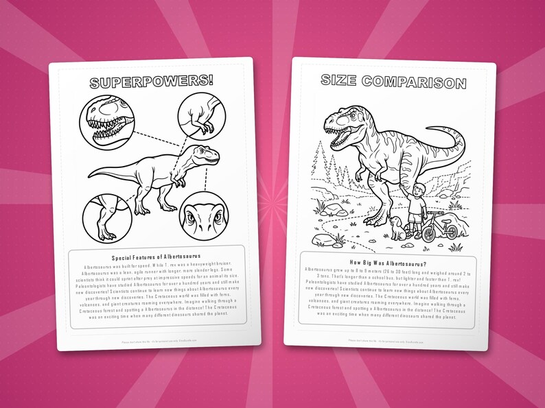 Albertosaurus dinosaurus activiteitenbundel | Afdrukbare kleurplaten, werkbladen en weetjes voor kinderen | Thuisonderwijs voorschoolse opvang | Directe pdf afbeelding 8