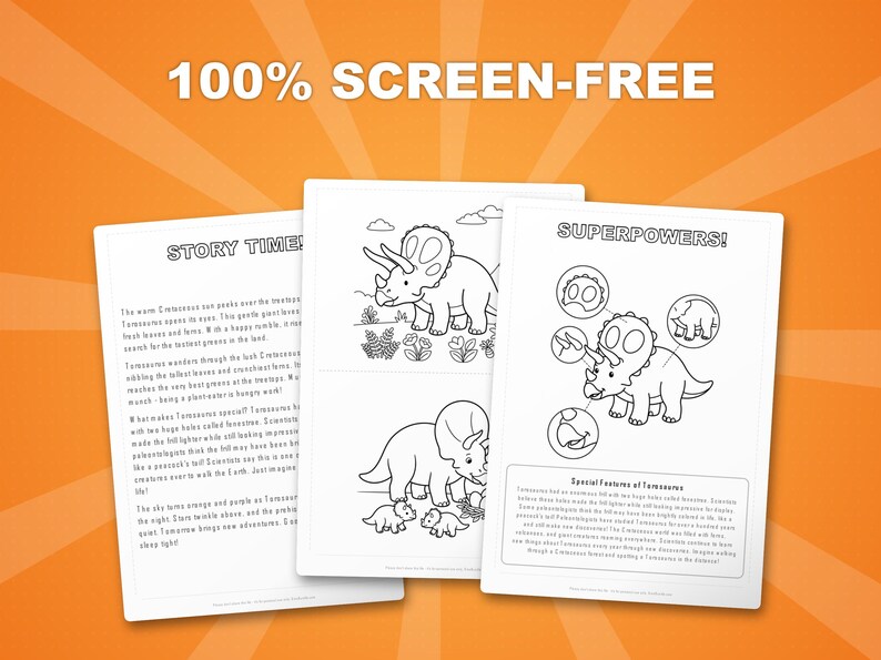Torosaurus Dinosaur Activity Bundle | Coloring Pages, Worksheets, Facts (PDF Download) image 3