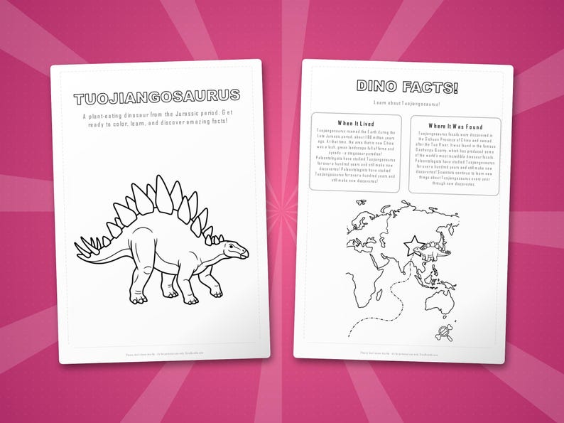 トゥオジャンゴサウルス恐竜アクティビティセット｜ぬりえ、ワークシート、豆知識（PDF） 画像 5