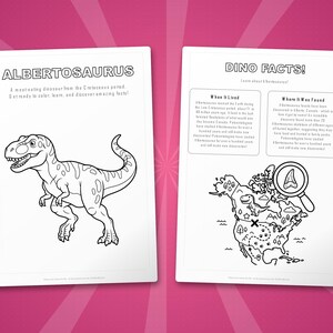 Albertosaurus dinosaurus activiteitenbundel | Afdrukbare kleurplaten, werkbladen en weetjes voor kinderen | Thuisonderwijs voorschoolse opvang | Directe pdf afbeelding 5