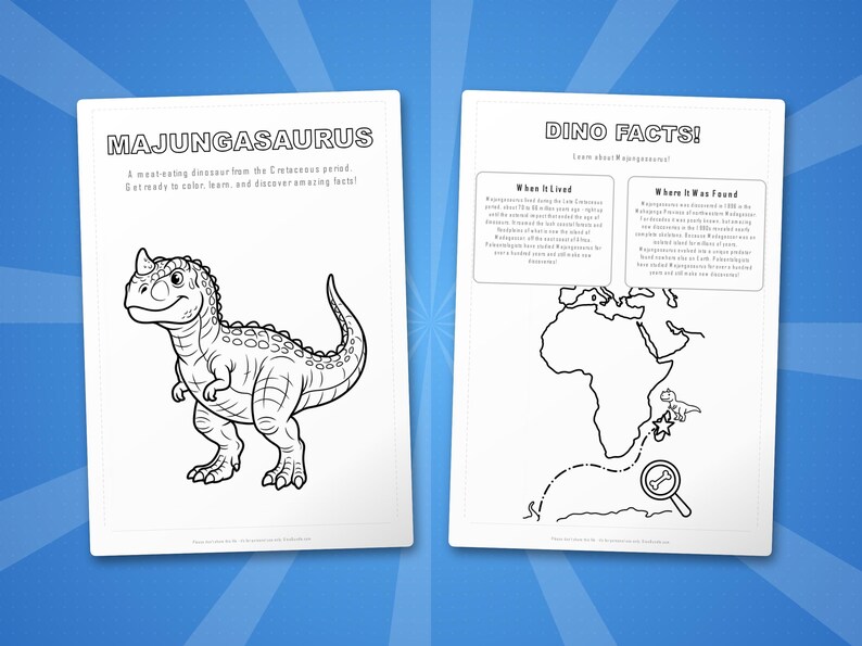 Majungasaurus Dinosaur Activity Bundle | Coloring Pages, Worksheets, Facts (PDF Download) image 5
