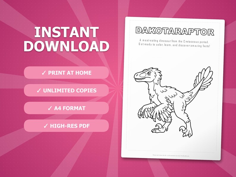 Dakotaraptor Dinosaur Activity Bundle | Coloring Pages, Worksheets, Facts (PDF) image 4