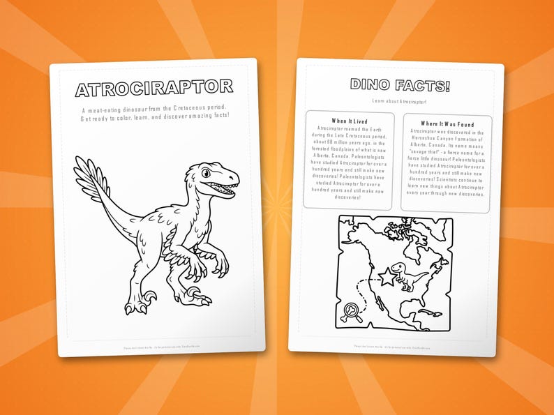 Atrociraptor Dinosaur Activity Bundle | Coloring Pages, Worksheets, Facts (PDF Download) image 5