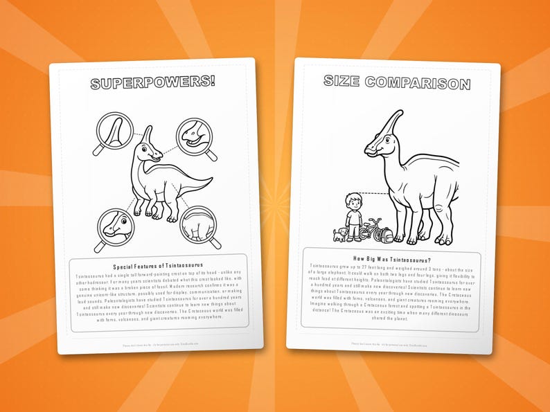Tsintaosaurus Dinosaur Activity Bundle | Coloring Pages, Worksheets, Facts (PDF) image 8