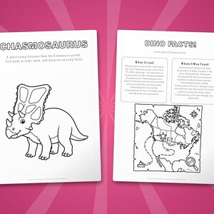 チャズモサウルス恐竜アクティビティセット｜子供向け印刷可能な塗り絵、ワークシート、豆知識｜幼児向けホームスクール｜PDF即時ダウンロード 画像 5