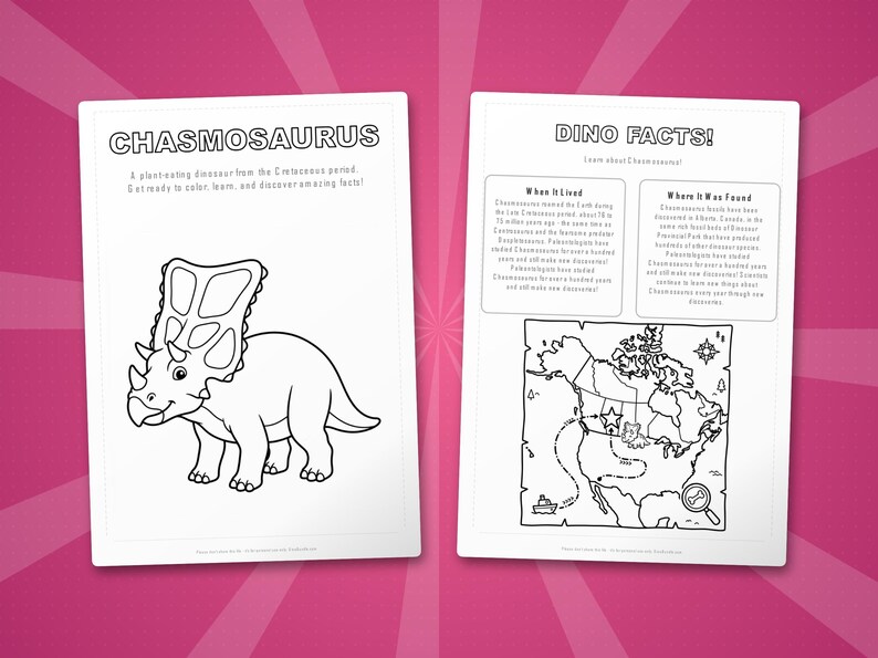 チャズモサウルス恐竜アクティビティセット｜子供向け印刷可能な塗り絵、ワークシート、豆知識｜幼児向けホームスクール｜PDF即時ダウンロード 画像 5