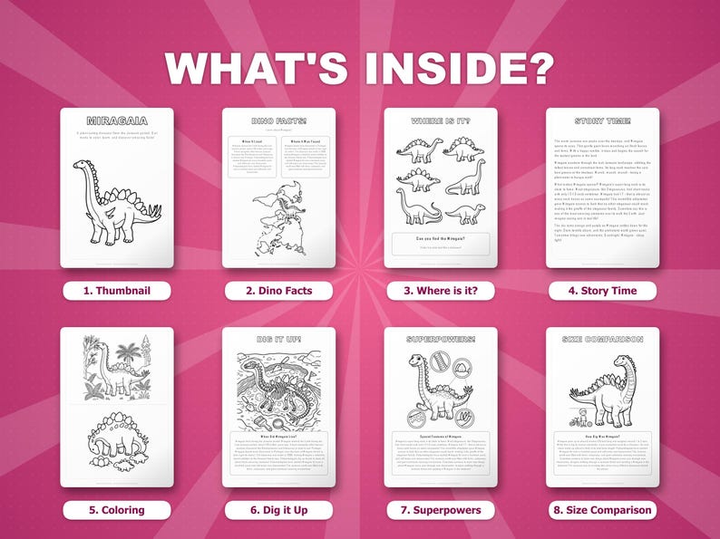 Miragaia Dinosaur Activity Bundle | Printable Coloring Pages, Worksheets & Facts for Kids | Preschool Homeschool | Screen-Free | Instant PDF image 2