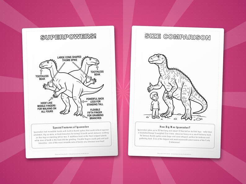 Iguanodon Dinosaur Activity Bundle | Printable Coloring Pages, Worksheets & Facts for Kids | Preschool Homeschool | Instant PDF image 8
