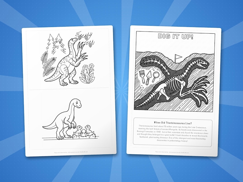 Therizinosaurus Dinosaurier Aktivität Bündel | Vorschule, Ausmalbilder, Arbeitsblätter (PDF) Bild 7