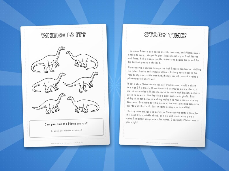 Plateosaurus Dinosaur Activity Bundle | Printable Coloring Pages, Worksheets & Facts for Kids | Preschool Homeschool | Instant PDF image 6