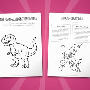 Megalosaurus Dinosaur Activity Bundle | Printable Coloring Pages, Worksheets & Facts for Kids | Preschool Homeschool | Instant PDF image 5