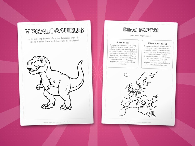 Megalosaurus Dinosaur Activity Bundle | Printable Coloring Pages, Worksheets & Facts for Kids | Preschool Homeschool | Instant PDF image 5