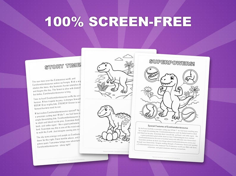 Carcharodontosaurus Dinosaur Activity Bundle | Coloring Pages, Worksheets, Facts (PDF) image 3