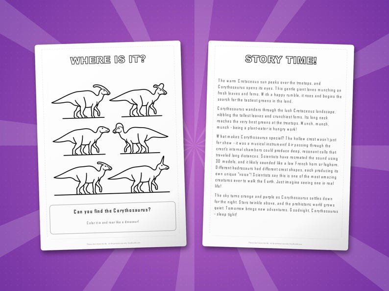Corythosaurus Dinosaur Activity Bundle | Coloring Pages, Worksheets, Facts (PDF Download) image 6