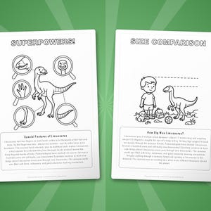 Paquete de actividades sobre el dinosaurio Limusaurus / Páginas para colorear, hojas de trabajo, datos (PDF) imagen 8
