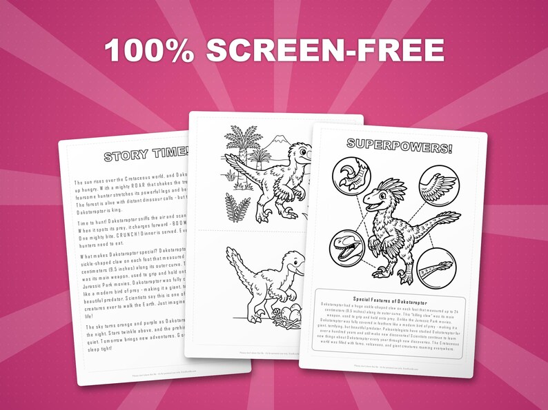 Dakotaraptor Dinosaur Activity Bundle | Coloring Pages, Worksheets, Facts (PDF) image 3