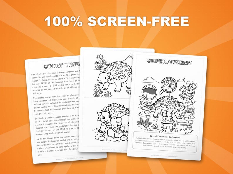 Nodosaurus Dinosaur Activity Bundle | Coloring Pages, Worksheets, Facts (PDF) image 3