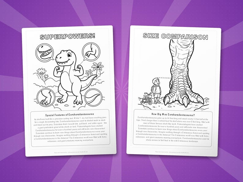 Carcharodontosaurus Dinosaur Activity Bundle | Coloring Pages, Worksheets, Facts (PDF) image 8