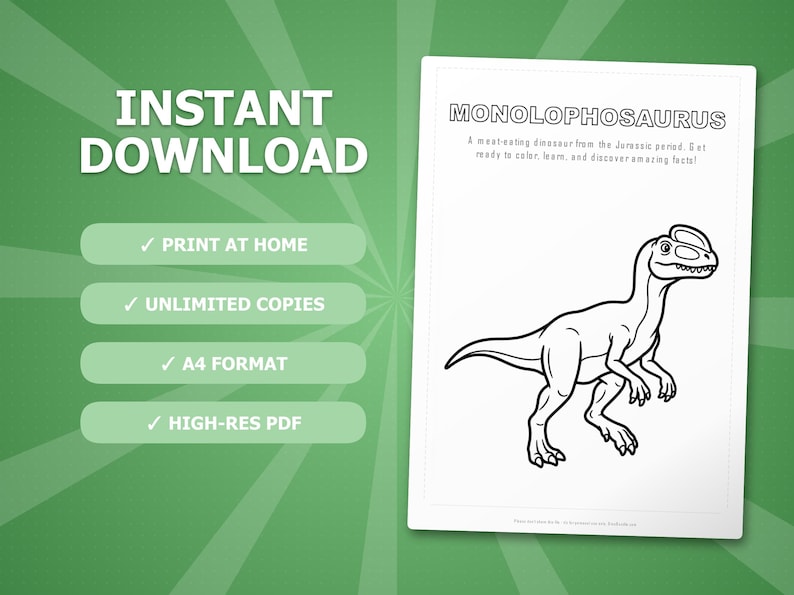 Monolophosaurus Dinosaur Activity Bundle | Coloring Pages, Worksheets, Facts (PDF) image 4