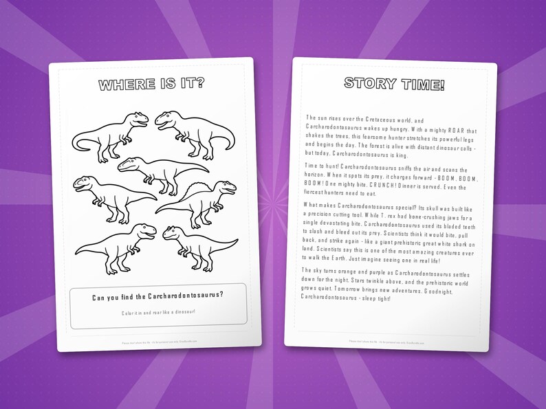 Carcharodontosaurus Dinosaur Activity Bundle | Coloring Pages, Worksheets, Facts (PDF) image 6