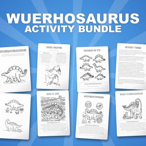 Wuerhosaurus Dinosaur Activity Bundle | Printable Coloring Pages, Worksheets & Facts for Kids | Preschool Homeschool | Instant PDF image 1