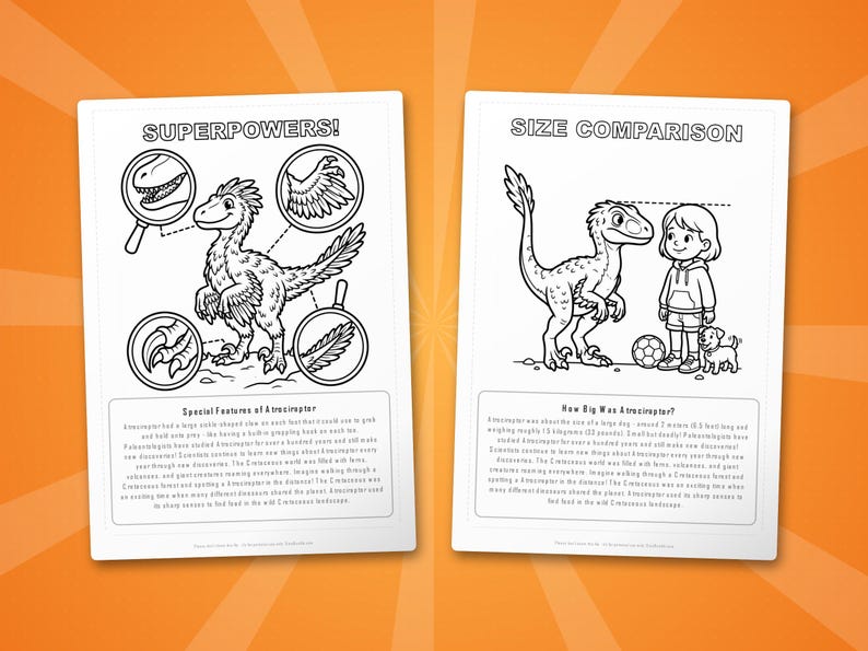 Atrociraptor Dinosaur Activity Bundle | Coloring Pages, Worksheets, Facts (PDF Download) image 8