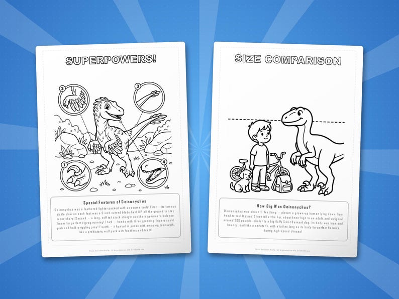 Deinonychus Dinosaur Activity Bundle | Coloring Pages, Worksheets, Facts (PDF Download) image 8
