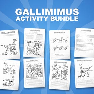 Gallimimus Dinosaur Activity Bundle | Coloring Pages, Worksheets, Facts (PDF Download) image 1