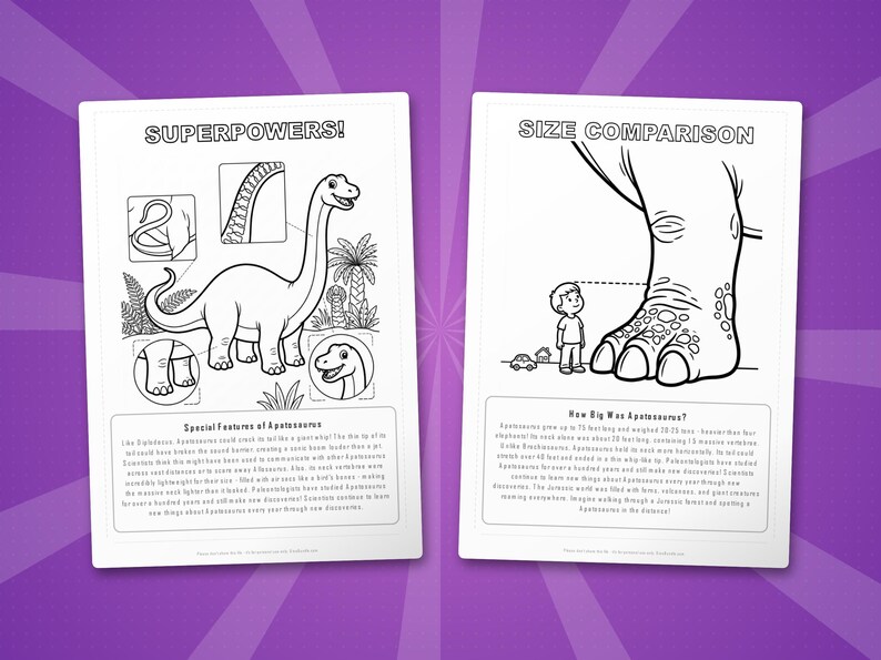 Apatosaurus Dinosaur Activity Bundle | Printable Coloring Pages, Worksheets & Facts for Kids | Preschool Homeschool | Instant PDF image 8