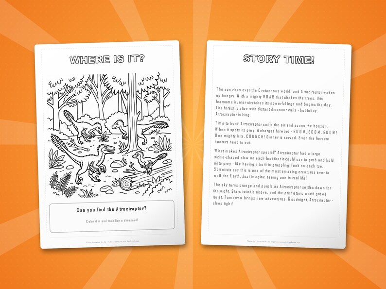 Atrociraptor Dinosaur Activity Bundle | Coloring Pages, Worksheets, Facts (PDF Download) image 6
