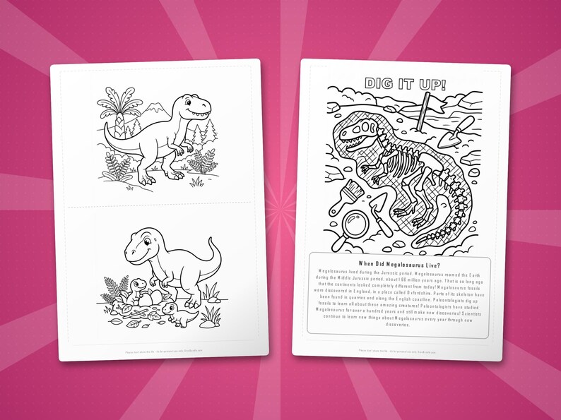 Megalosaurus Dinosaur Activity Bundle | Printable Coloring Pages, Worksheets & Facts for Kids | Preschool Homeschool | Instant PDF image 7