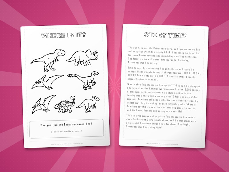 Tyrannosaurus Rex Activity Bundle | Coloring Pages, Worksheets, Facts (Instant PDF) image 6