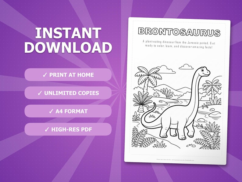 Brontosaurus Dinosaur Activity Bundle | Coloring Pages, Worksheets, Facts (PDF Download) image 4