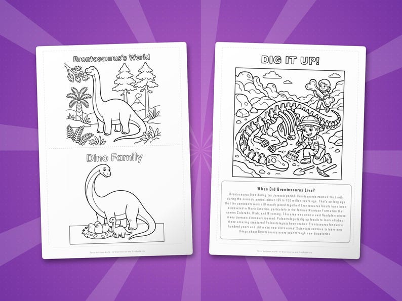 Brontosaurus Dinosaur Activity Bundle | Coloring Pages, Worksheets, Facts (PDF Download) image 7