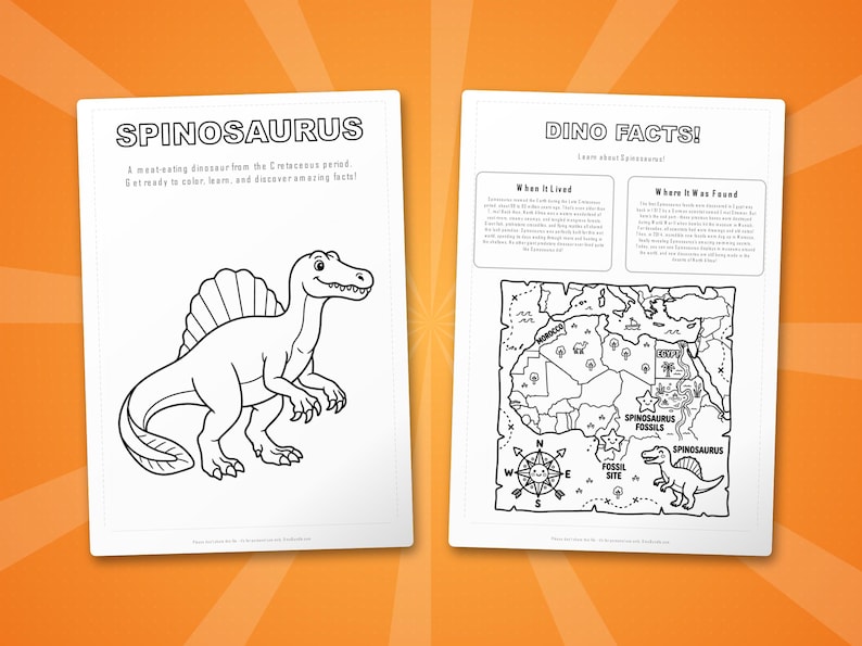 Spinosaurus Dinosaur Activity Bundle | Coloring Pages, Worksheets, Facts (PDF Download) image 5