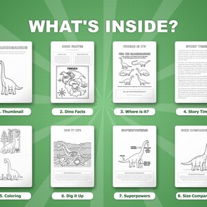 Activiteitenbundel brachiosaurus-dinosaurus | Kleurplaten, werkbladen, feiten (pdf-download) afbeelding 2