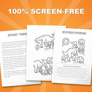 Paquete de actividades sobre el dinosaurio Lambeosaurus / Páginas para colorear, hojas de trabajo, datos interesantes (PDF instantáneo) imagen 3