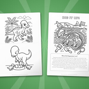 Paquete de actividades sobre el dinosaurio Stegoceras / Páginas para colorear, hojas de trabajo, datos interesantes (descarga en PDF) imagen 7