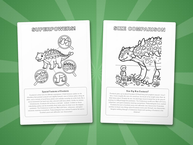 Gastonia Dinosaur Activity Bundle | Coloring Pages, Worksheets, Facts (PDF Download) image 8
