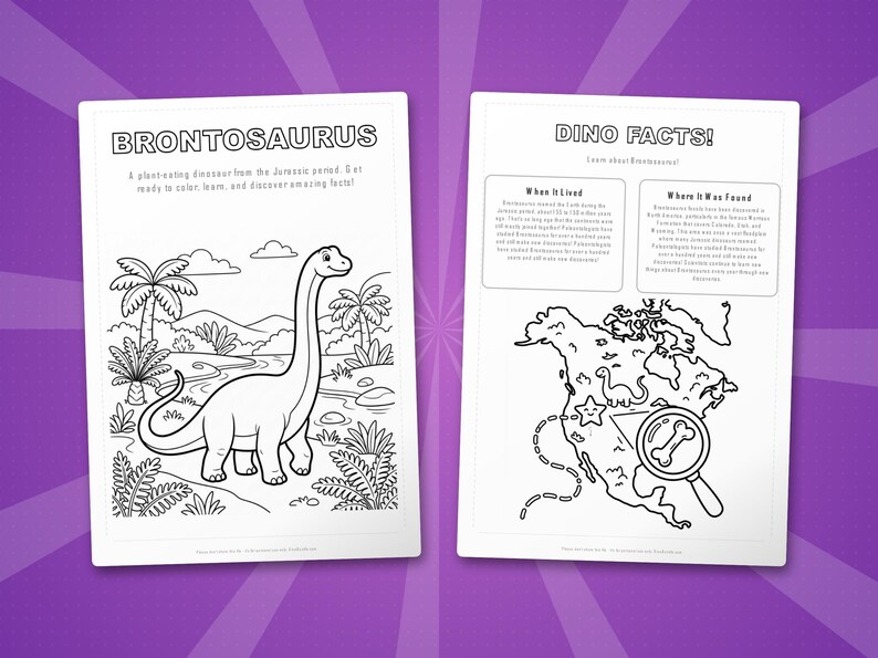 Brontosaurus Dinosaur Activity Bundle | Coloring Pages, Worksheets, Facts (PDF Download) image 5