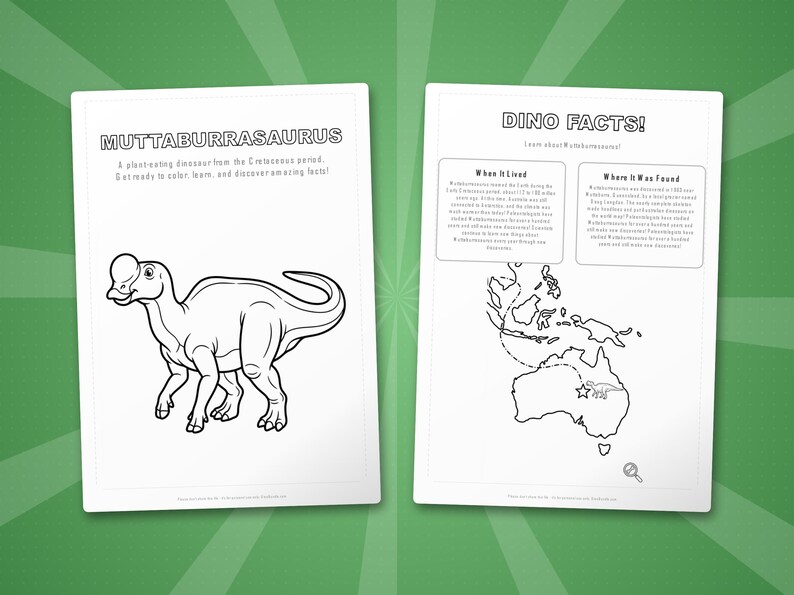 Muttaburrasaurus Dinosaur Activity Bundle | Coloring Pages, Worksheets (PDF Download) image 5