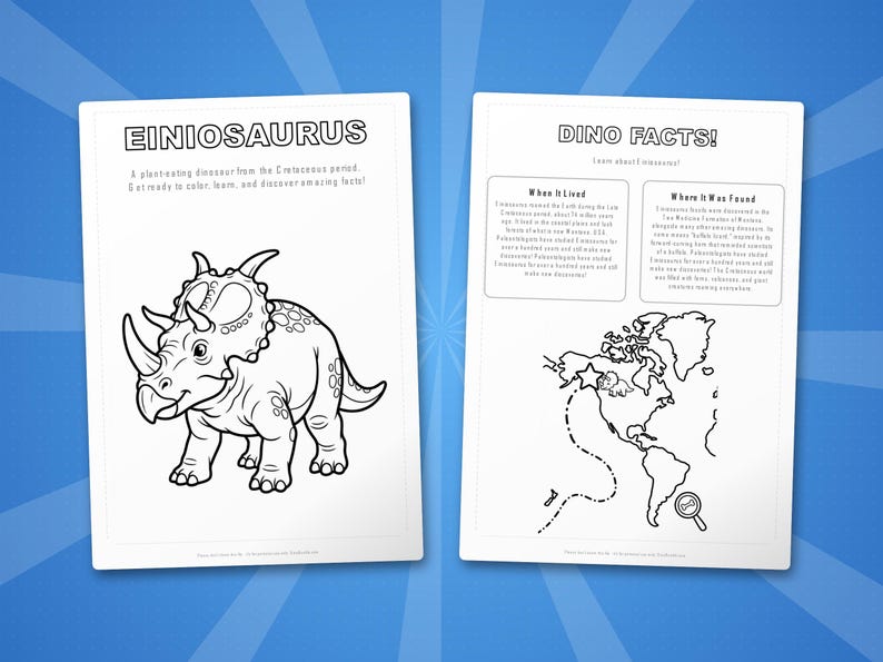 Einiosaurus Dinosaurier Aktivität Bündel | Ausmalbilder, Arbeitsblätter, Fakten (PDF Download) Bild 5