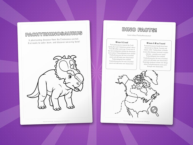 Pachyrhinosaurus Dinosaur Activity Bundle | Printable Coloring Pages, Worksheets & Facts for Kids | Preschool Homeschool | Instant PDF image 5