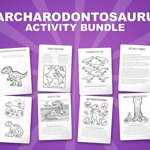 Carcharodontosaurus Dinosaur Activity Bundle | Coloring Pages, Worksheets, Facts (PDF) image 1